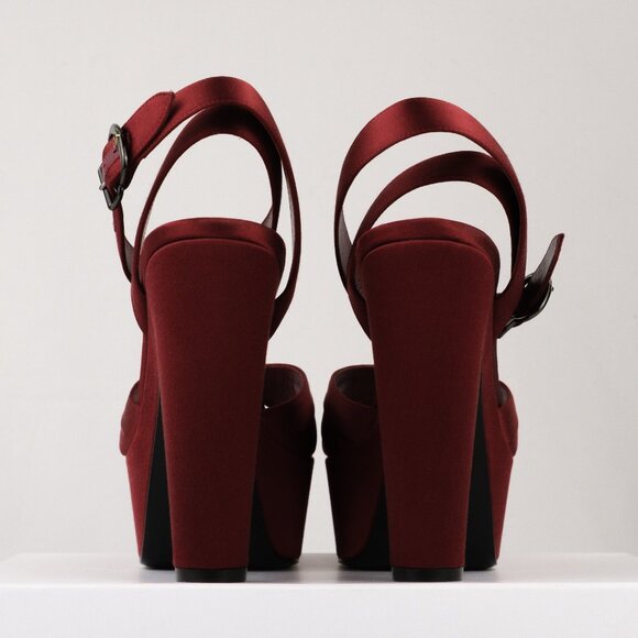 DIOR Muse Dior Satin Platform Heels, Ruby Red, EU 38 / US 8 - Picture 5 of 13